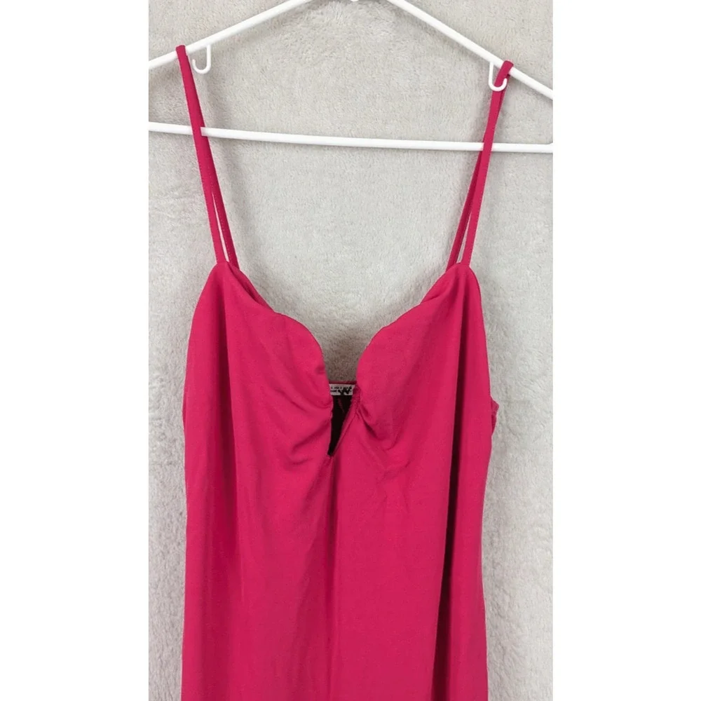 New Zara sz S Slip Dress pink midi sweetheart stretchy sleeveless tank 1093 - Picture 2 of 6